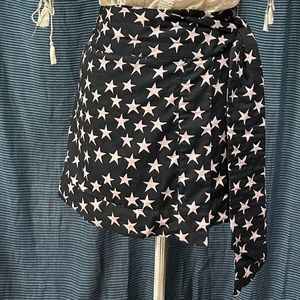 Love Stories Black White Stars Wrap Mini Skirt Size L
